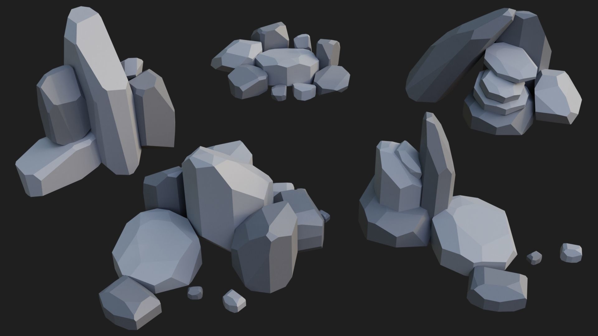 Low Poly Rocks and Stones Big Pack Low-poly 3D model_16