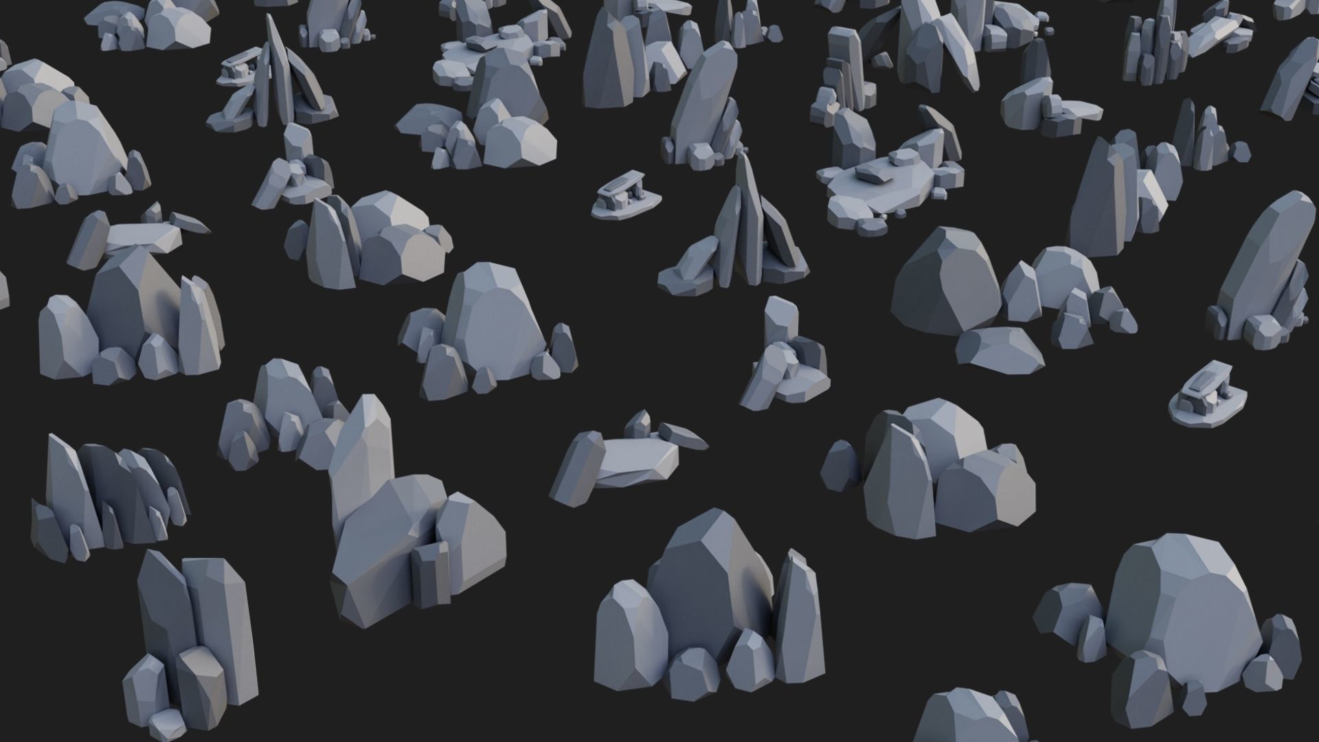 Low Poly Rocks and Stones Big Pack Low-poly 3D model_19
