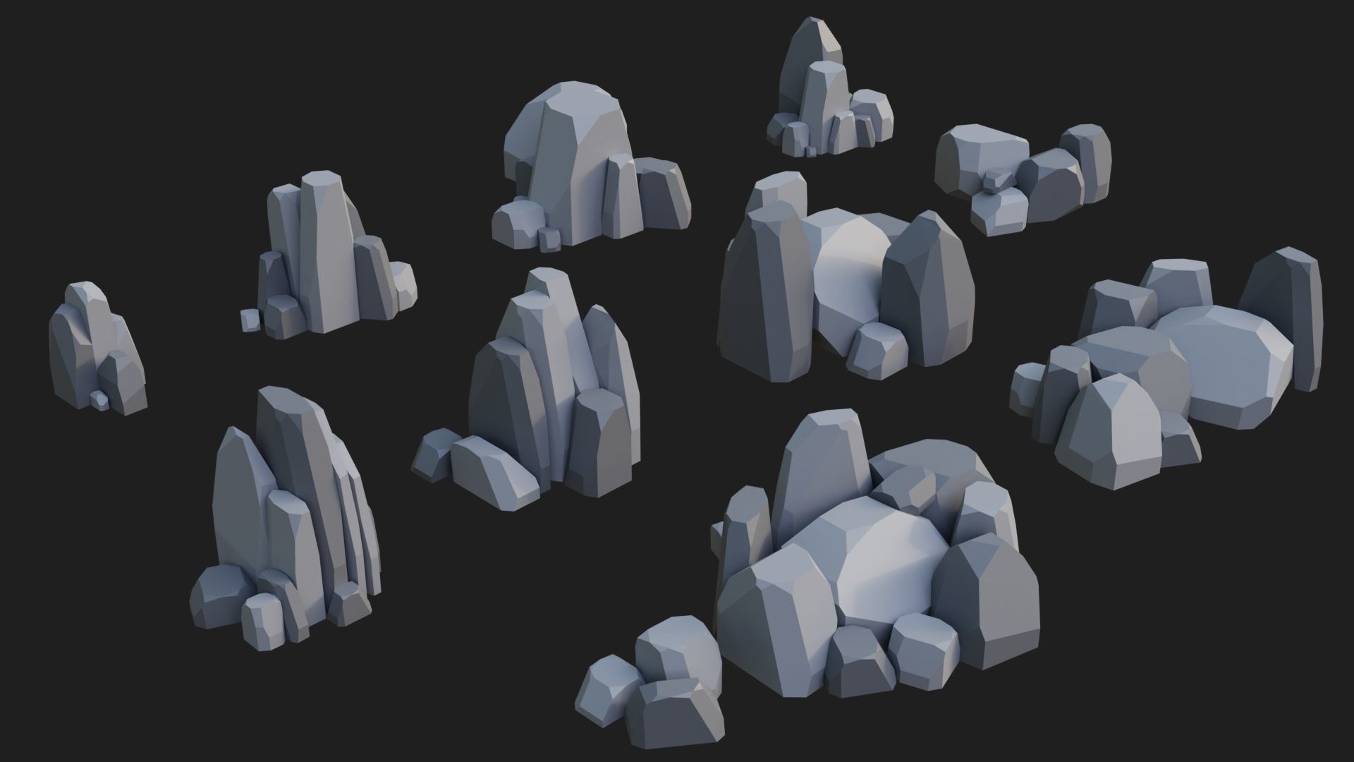 Low Poly Rocks and Stones Big Pack Low-poly 3D model_2