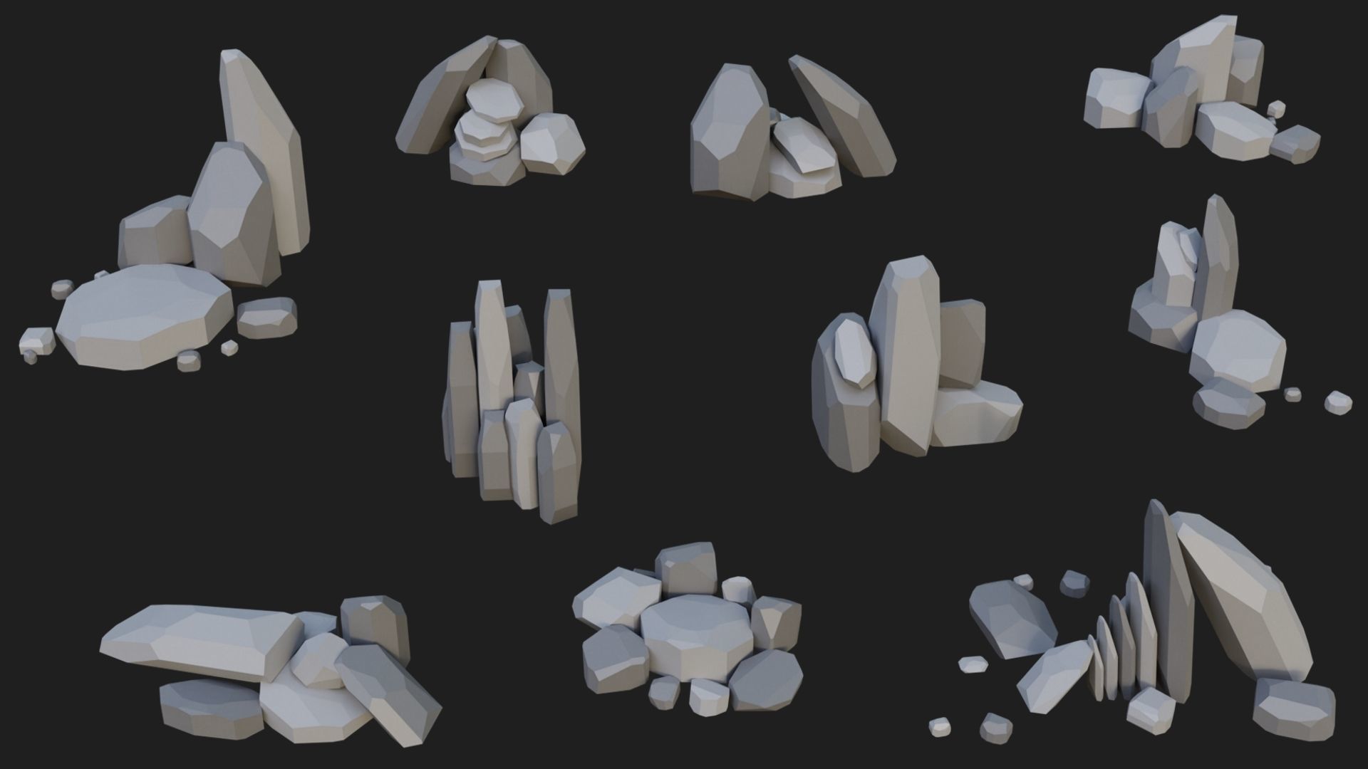 Low Poly Rocks and Stones Big Pack Low-poly 3D model_11