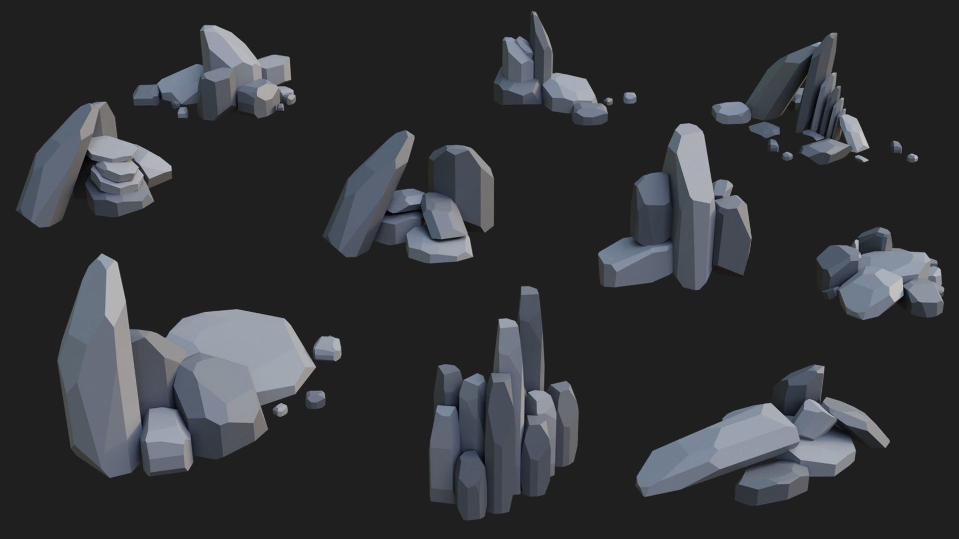 Low Poly Rocks and Stones Big Pack Low-poly 3D model_10