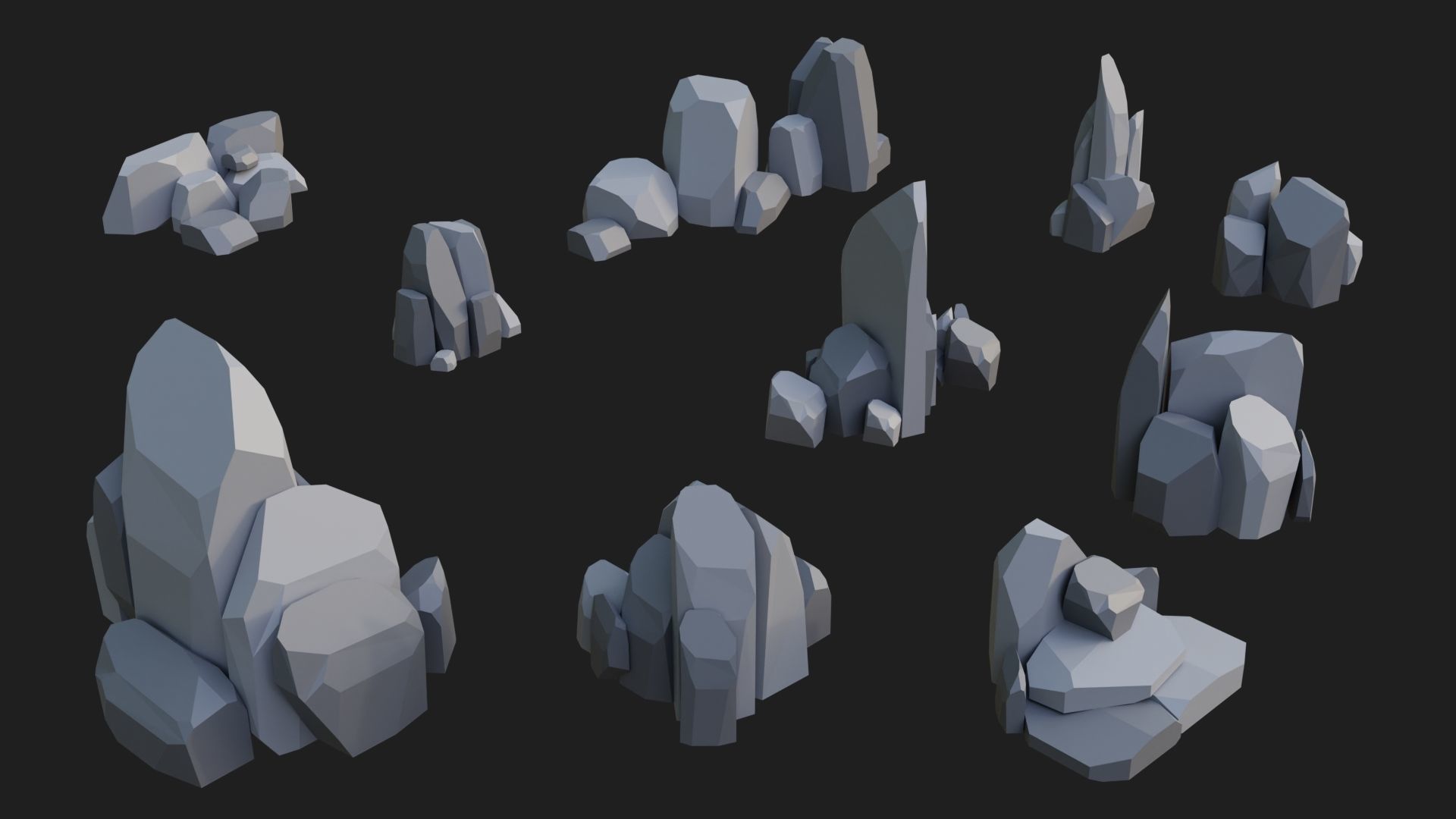 Low Poly Rocks and Stones Big Pack Low-poly 3D model_5