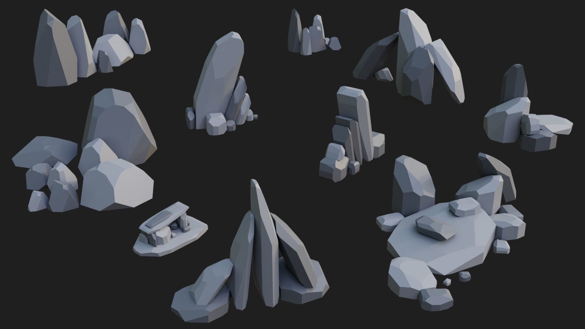 Low Poly Rocks and Stones Big Pack Low-poly 3D model_8