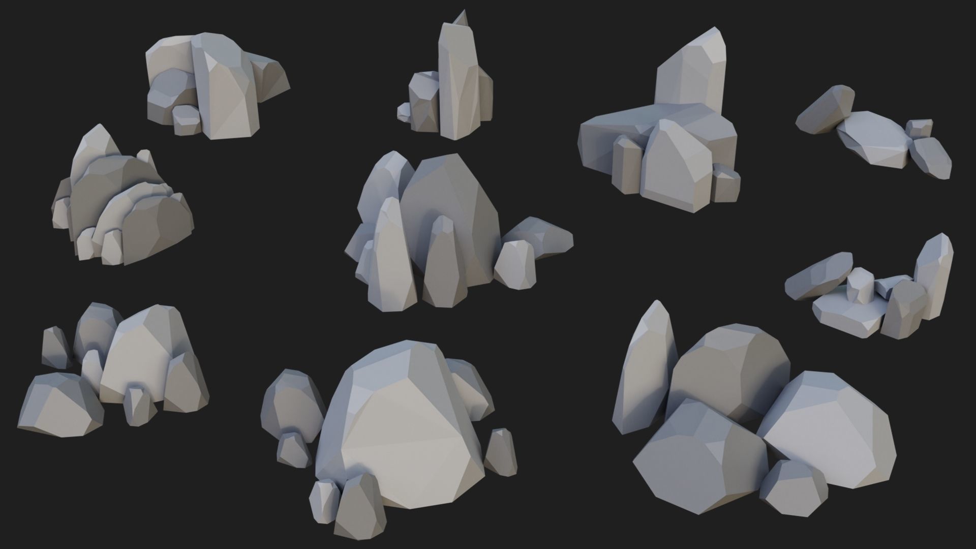 Low Poly Rocks and Stones Big Pack Low-poly 3D model_7