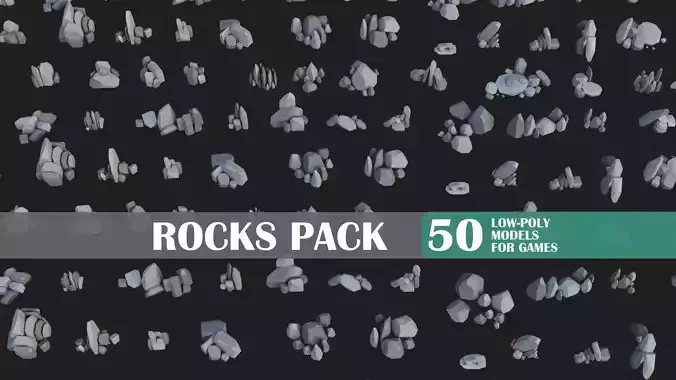 Low Poly Rocks and Stones Big Pack Low-poly 3D model