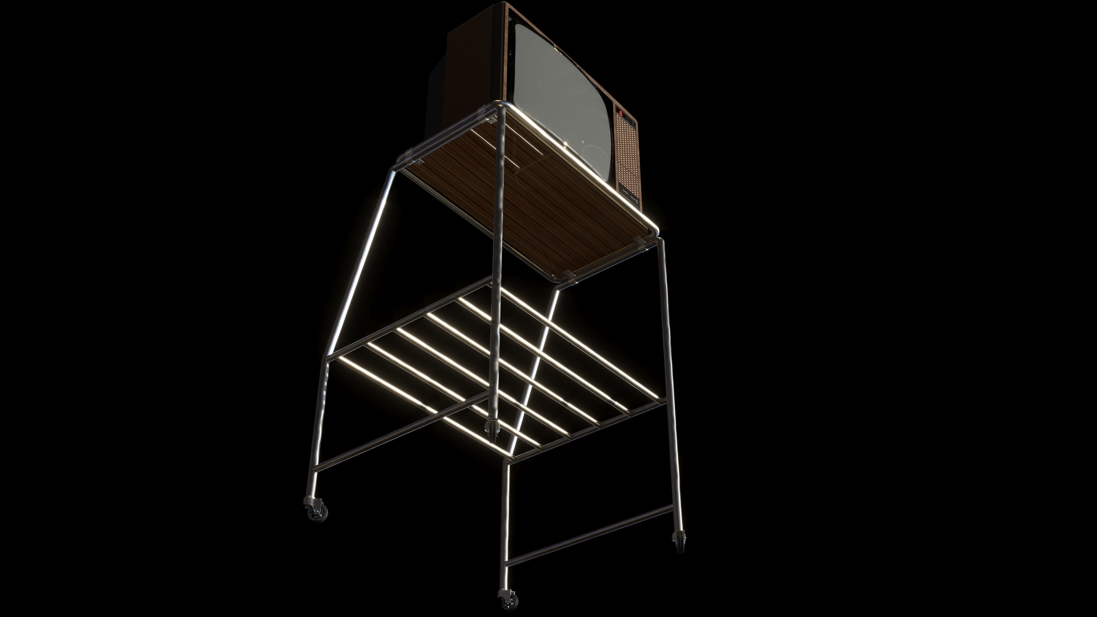 Grundig SuperColor 8642 Vintage TV with Rack 3D model_3