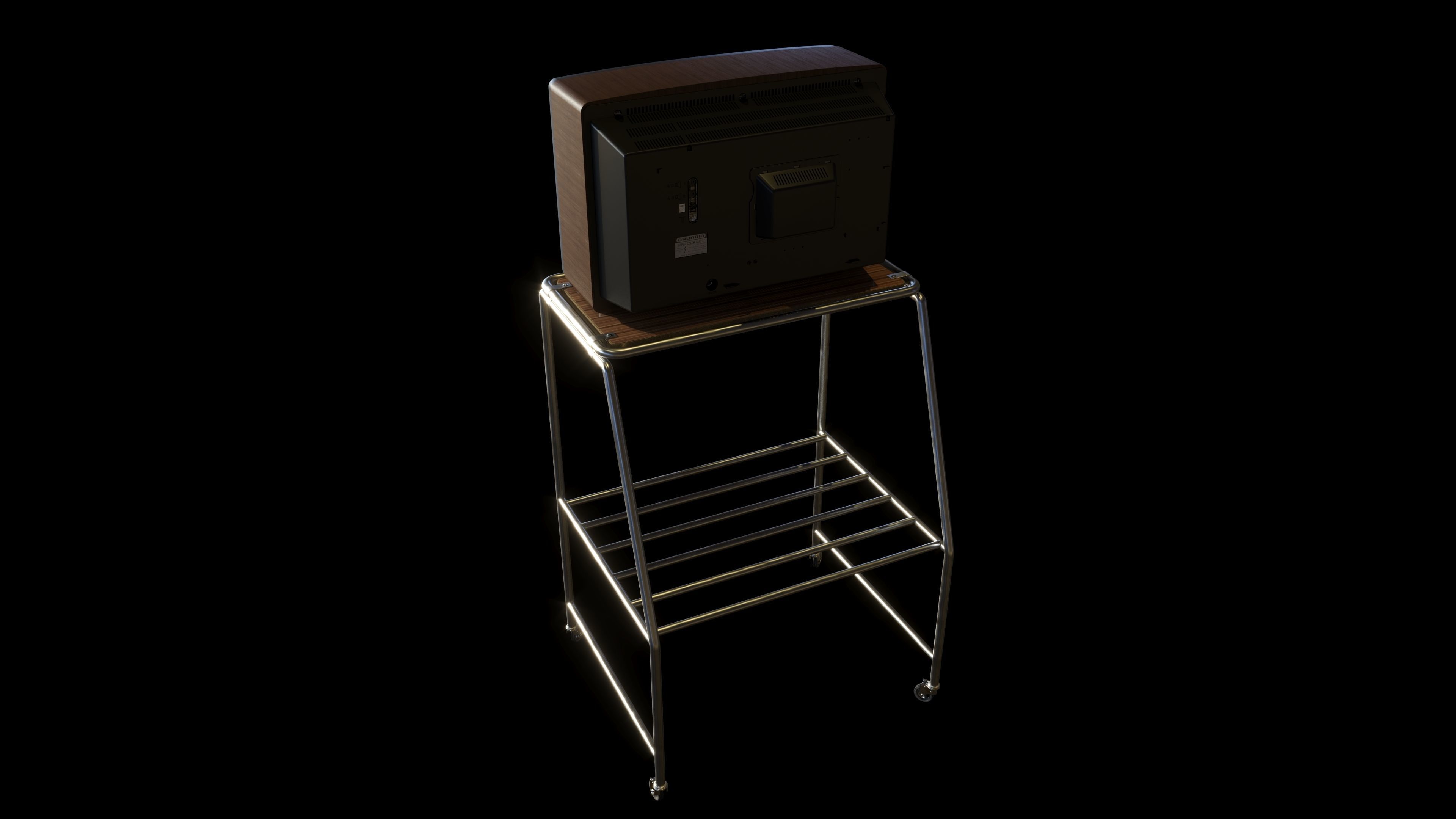 Grundig SuperColor 8642 Vintage TV with Rack 3D model_2