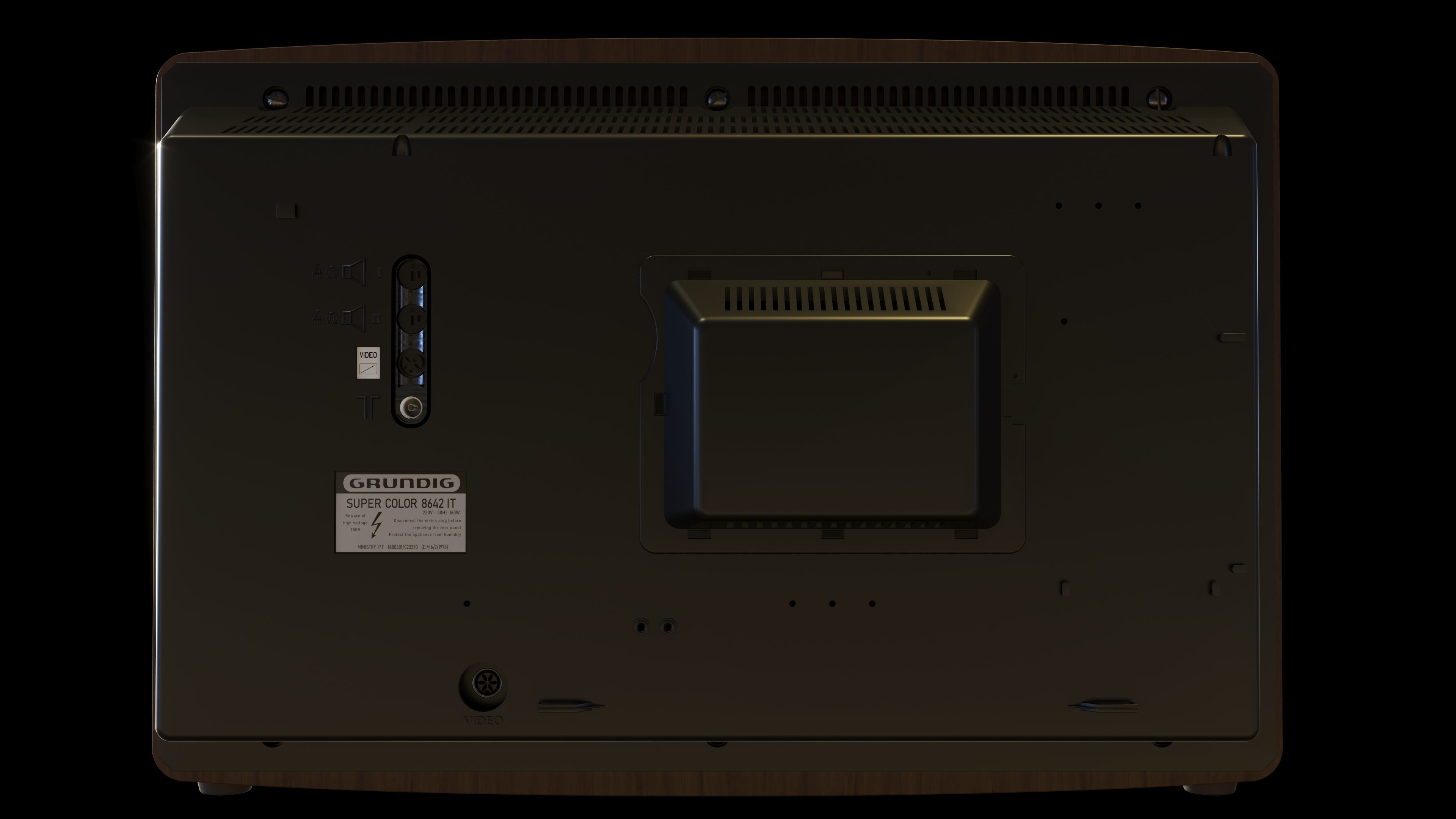 Grundig SuperColor 8642 Vintage TV with Rack 3D model_12