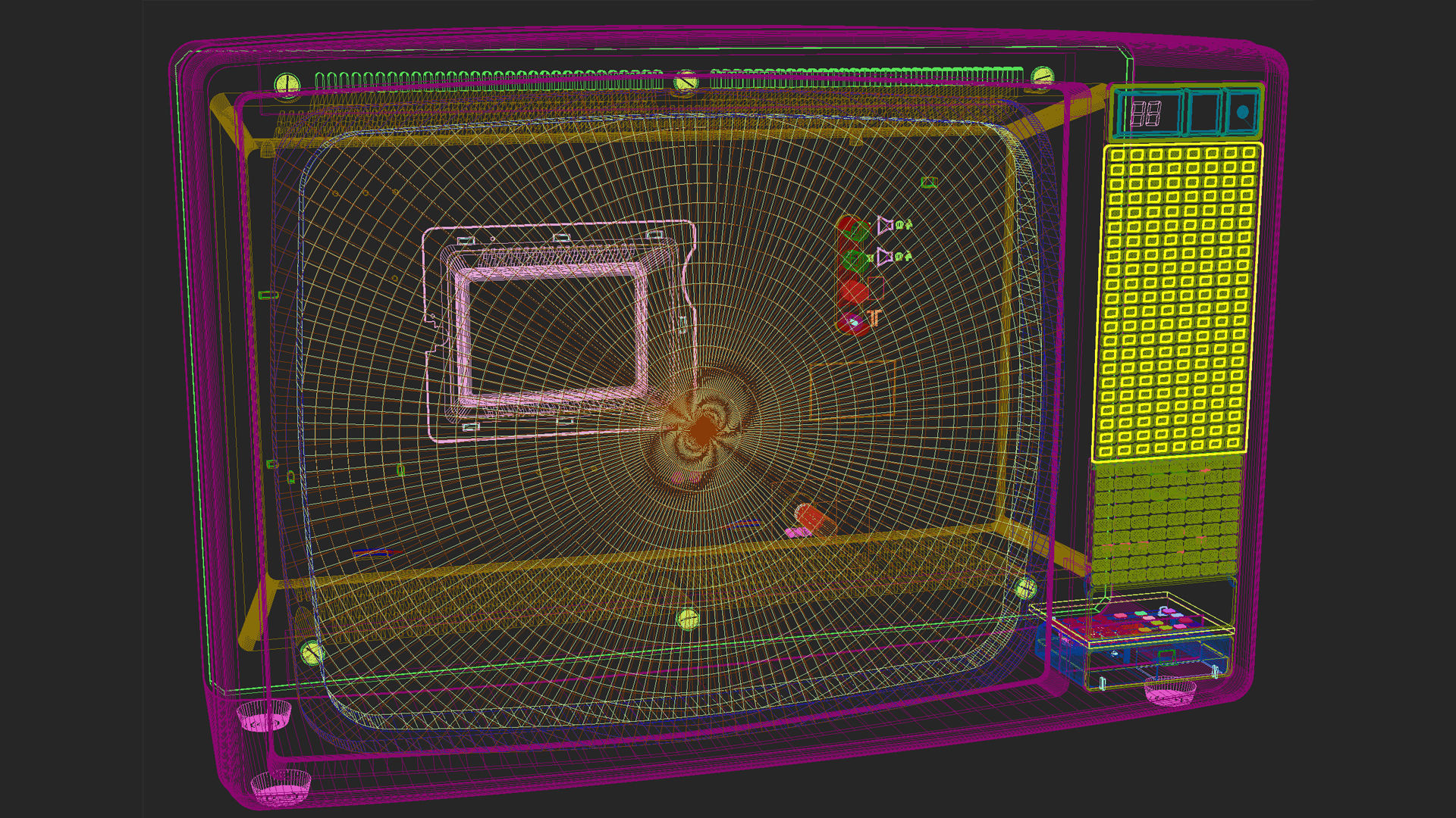 Grundig SuperColor 8642 Vintage TV with Rack 3D model_13