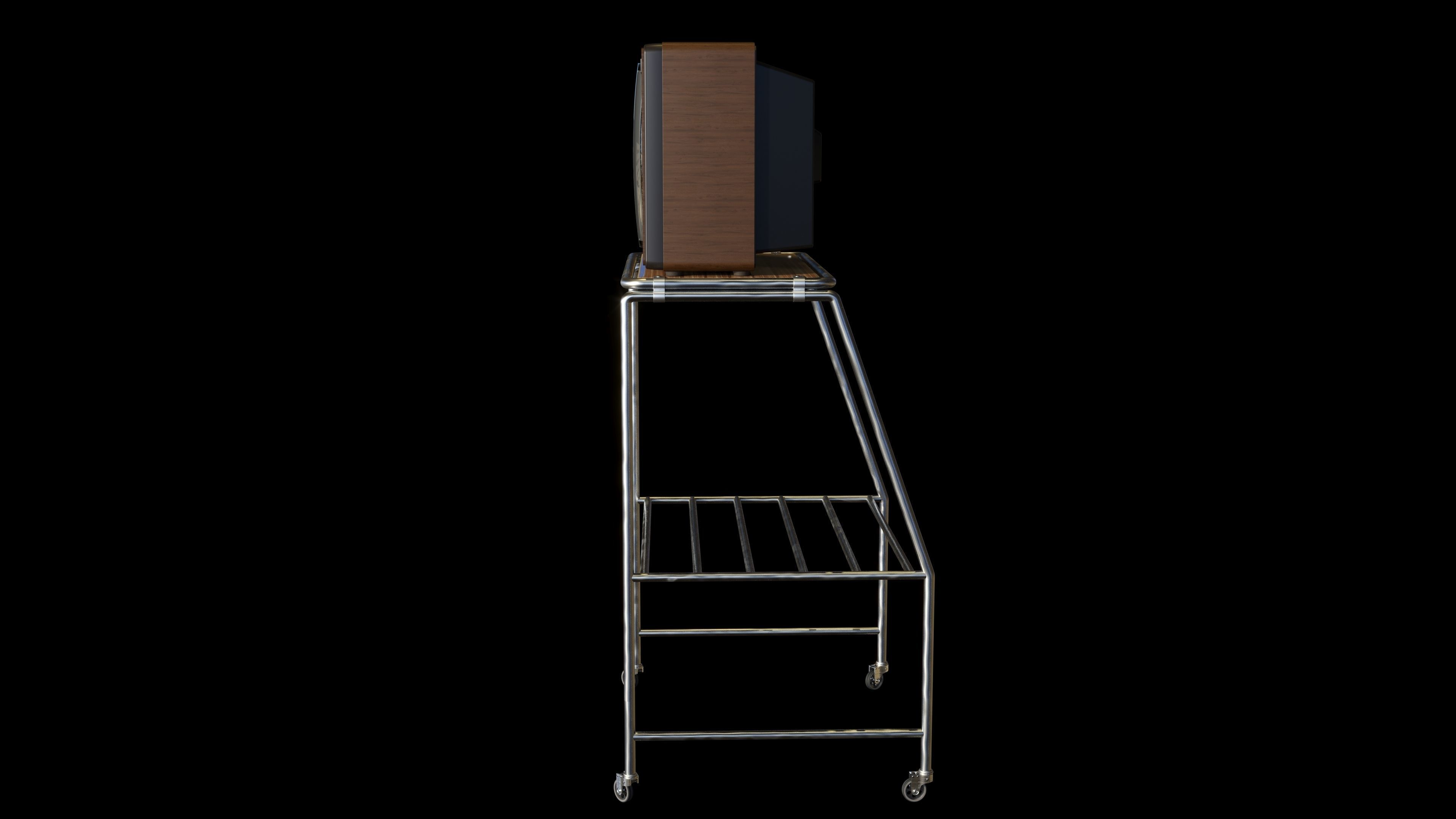 Grundig SuperColor 8642 Vintage TV with Rack 3D model_1