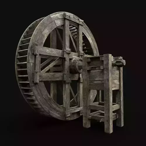 WATERMILL WHEEL FARM MILL WOODEN CONSTRUCTION NEXT GEN AAA Low-poly 3D model