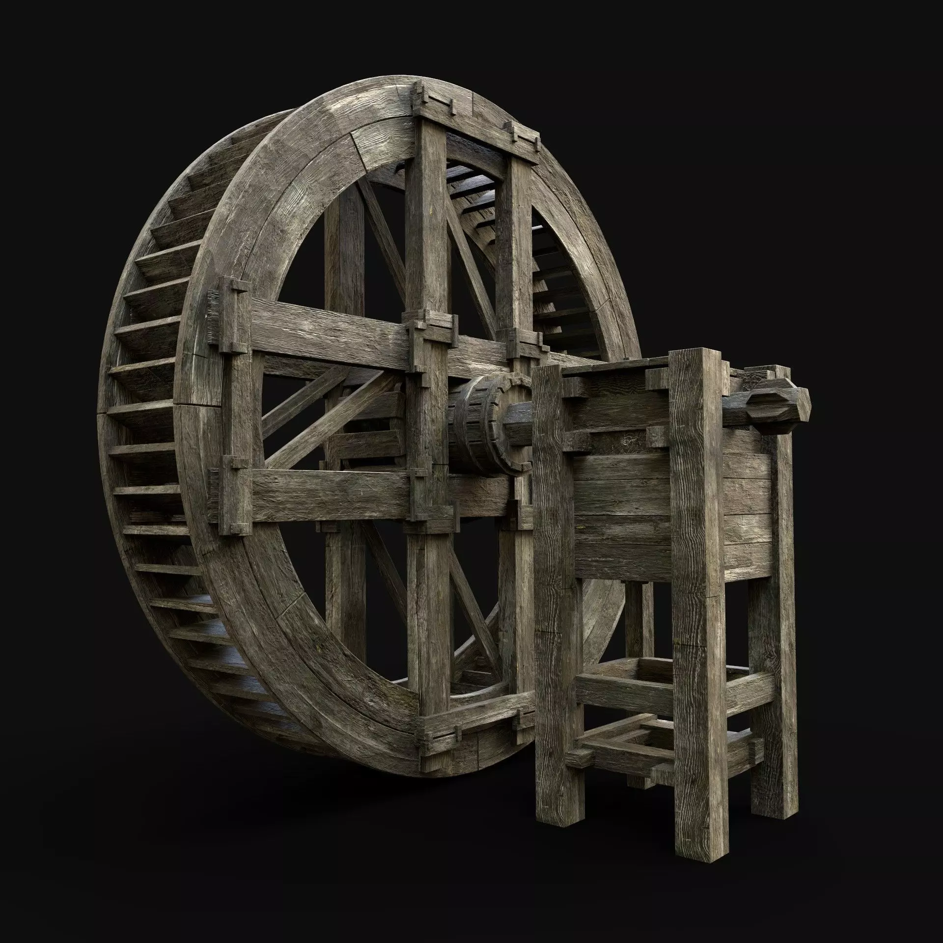 WATERMILL WHEEL FARM MILL WOODEN CONSTRUCTION NEXT GEN AAA Low-poly 3D model