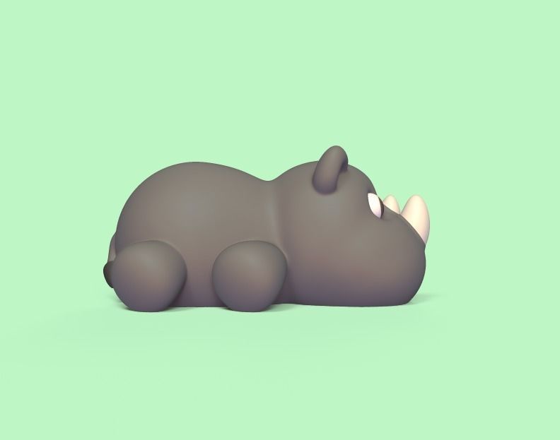 Rhino Lying Down 3D print model_2