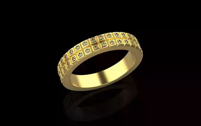Ring 3d model gold with diamonds