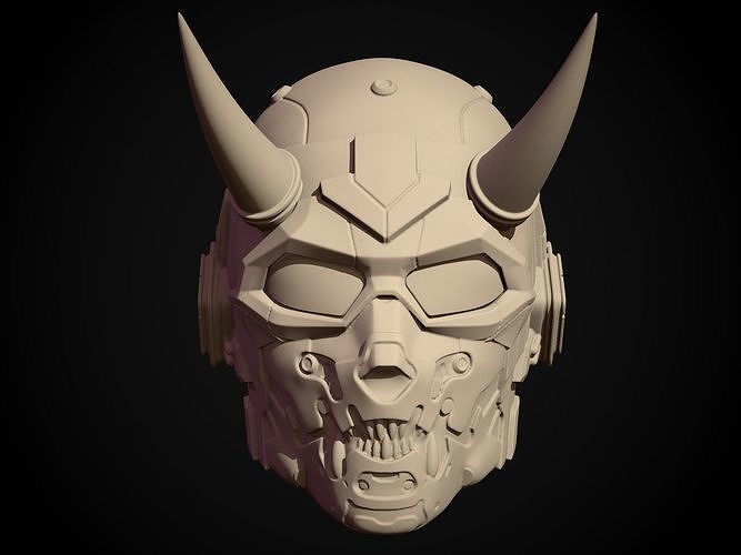 Printable Sci-Fi CyberOni airsoft helmet 3D print model
