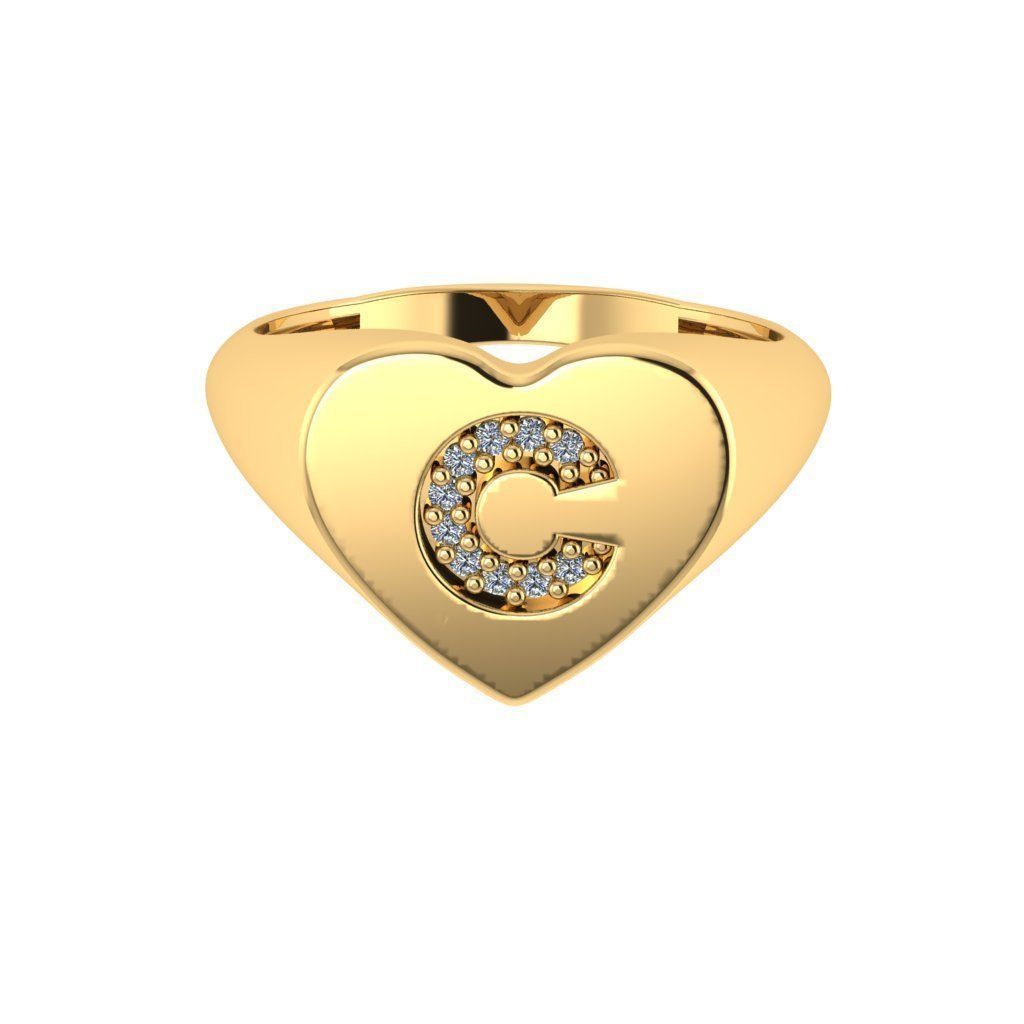 anel letra C 3D print model_5