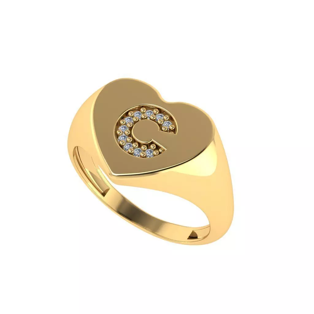 anel letra C 3D print model_0