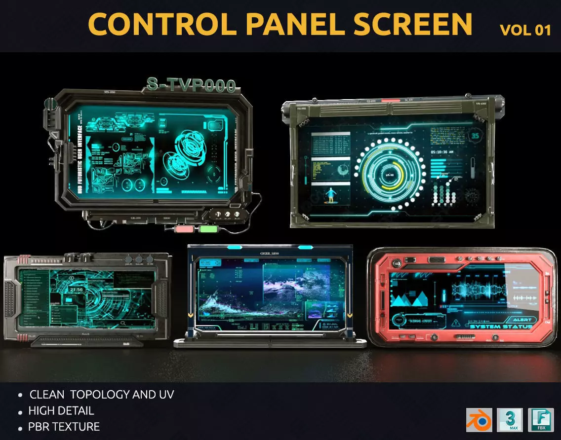 control panel screen - Vol 01 Low-poly 3D model_0