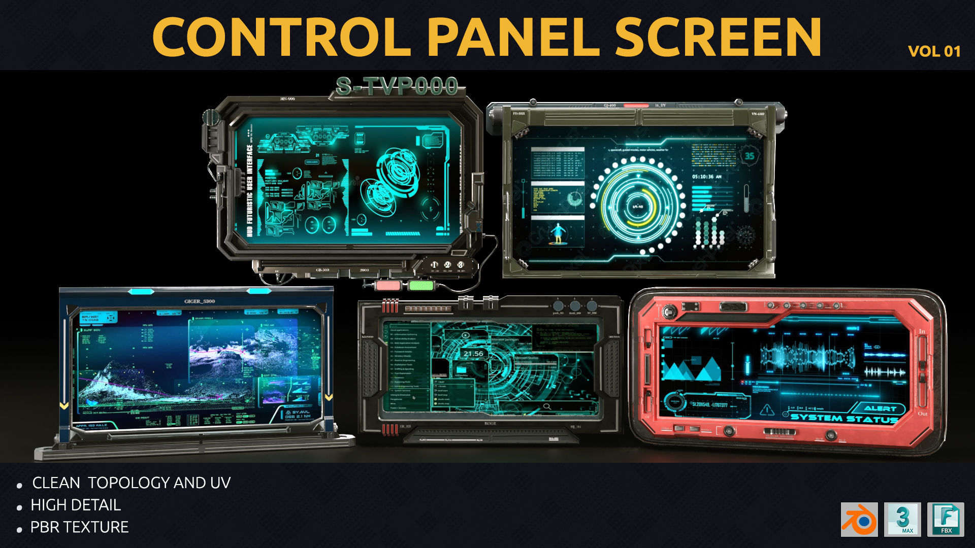 control panel screen - Vol 01 Low-poly 3D model_1
