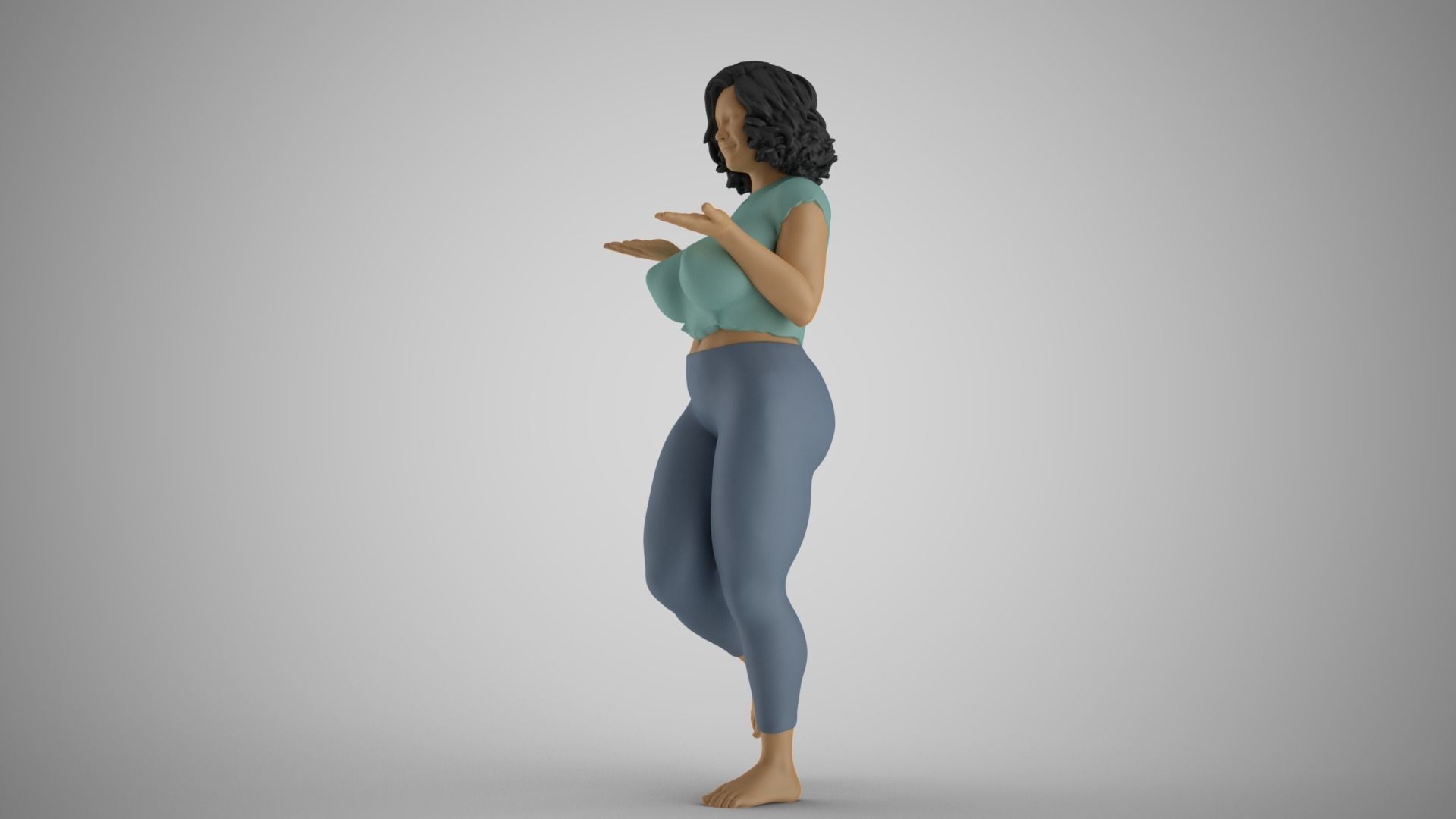 Girl Holding Empty Hands 3D print model_9