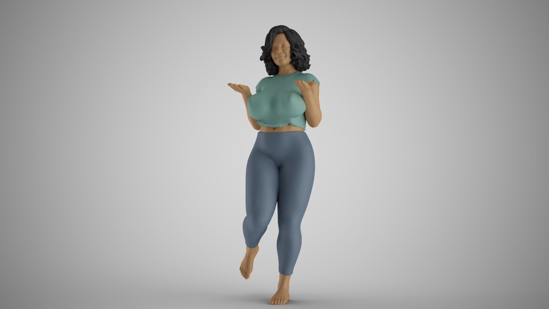Girl Holding Empty Hands 3D print model_10