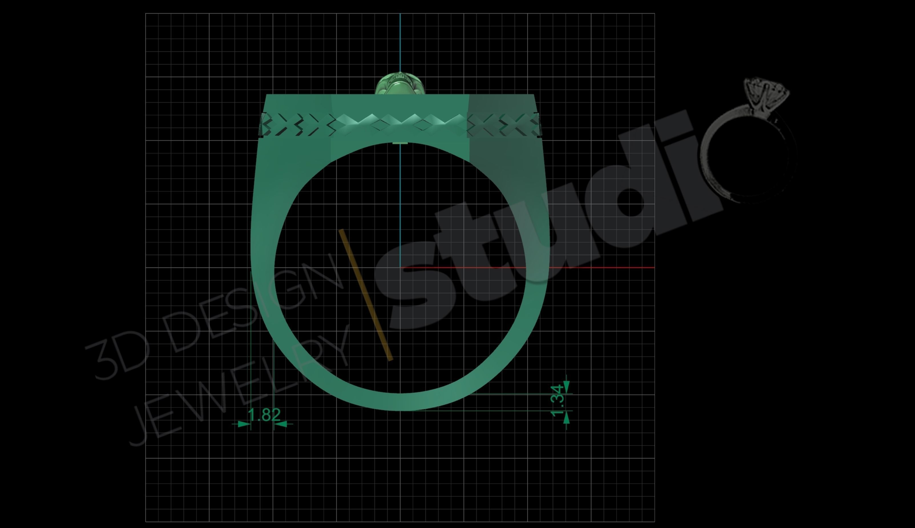 Detailed ring with skull head on in 3d model 3D print model_4