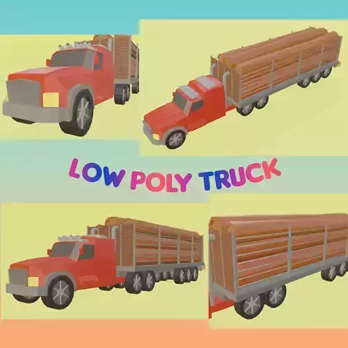 low poly truck with logs