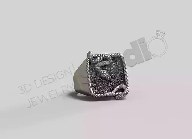 Detailed snake ring 3d model