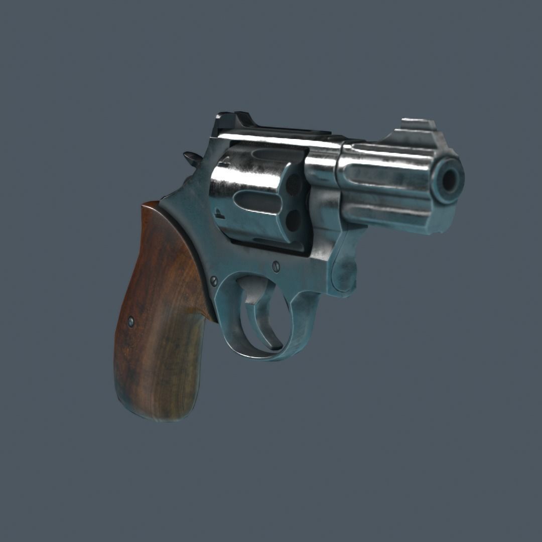Revolver Low-poly 3D model_4