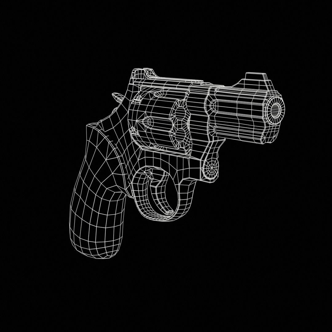 Revolver Low-poly 3D model_5