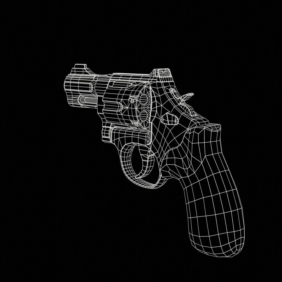 Revolver Low-poly 3D model_14