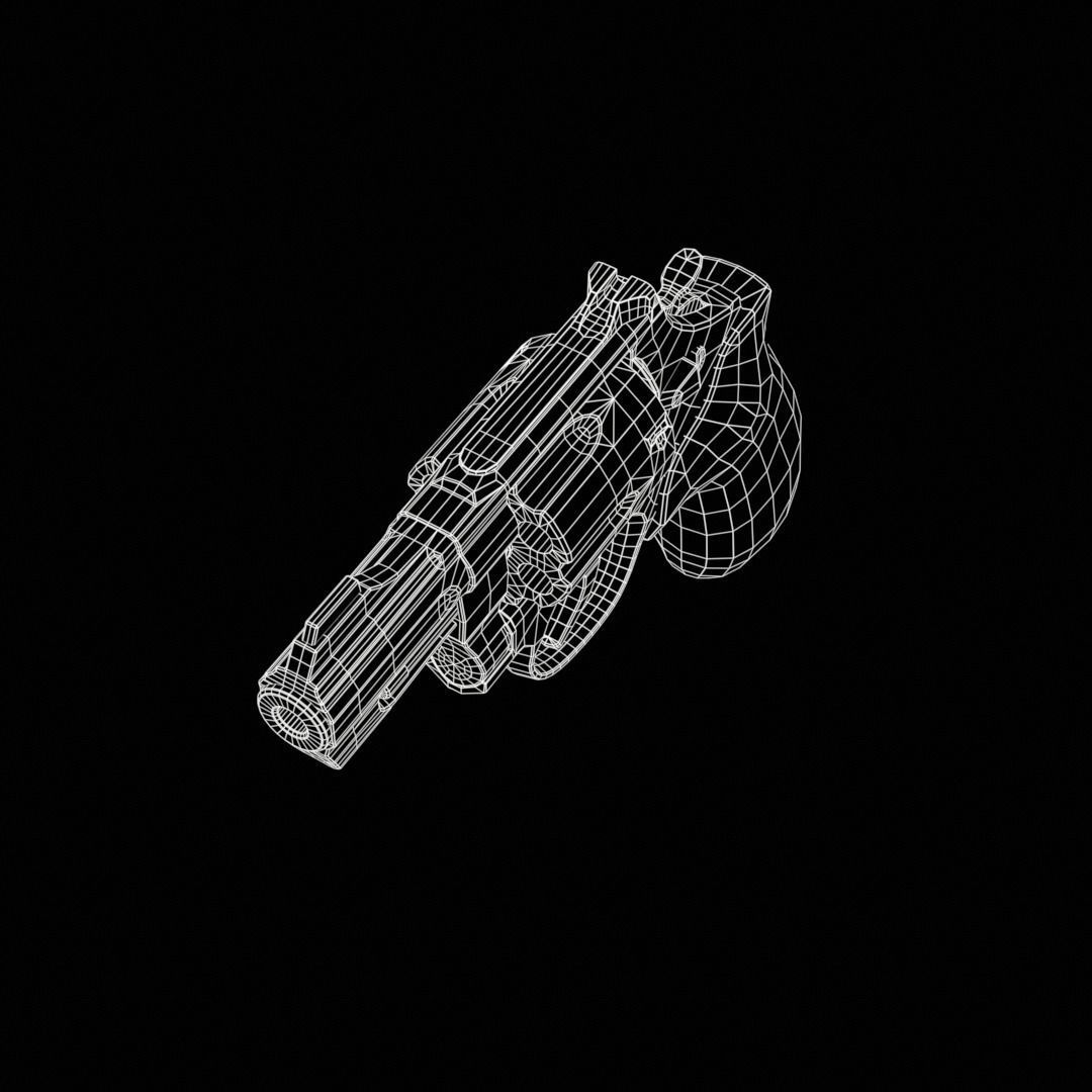 Revolver Low-poly 3D model_12