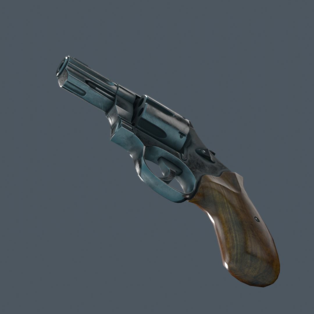 Revolver Low-poly 3D model_15