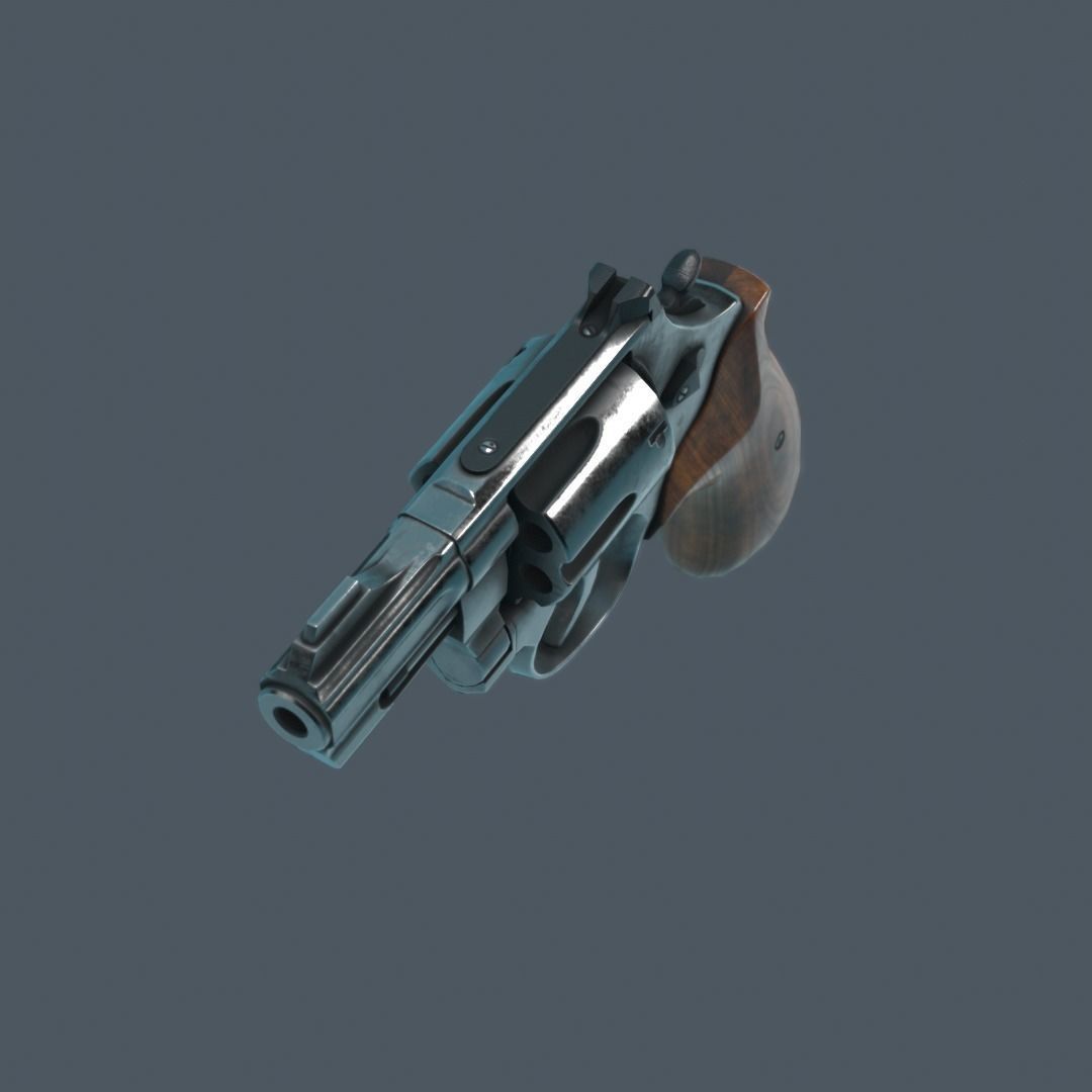Revolver Low-poly 3D model_11