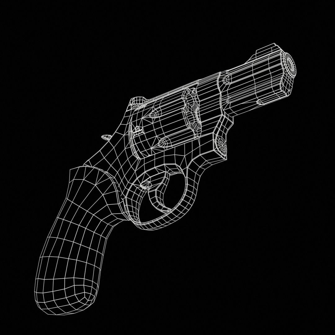 Revolver Low-poly 3D model_7