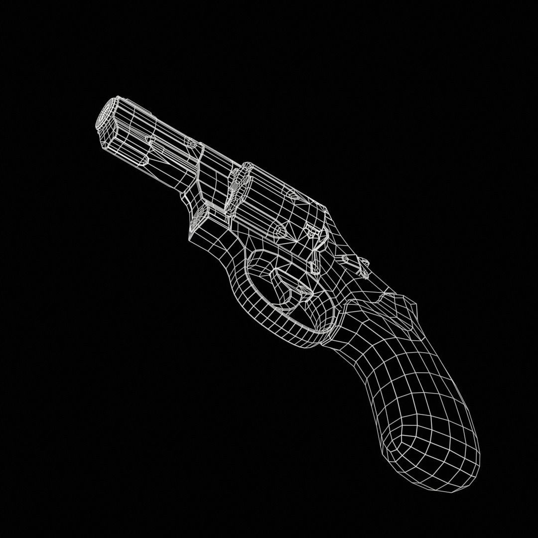 Revolver Low-poly 3D model_3