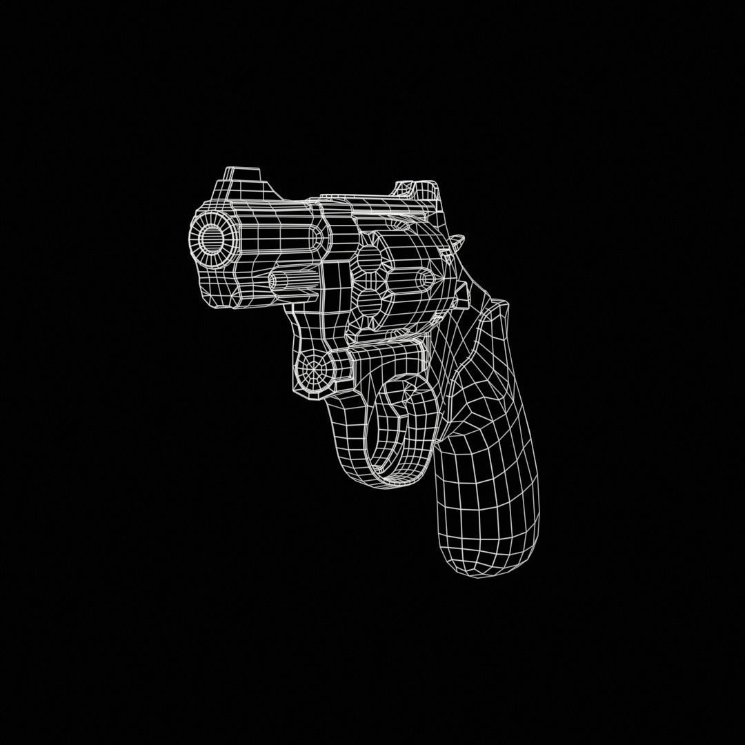 Revolver Low-poly 3D model_10