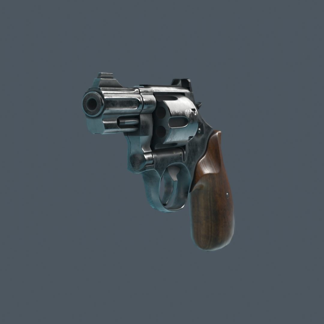 Revolver Low-poly 3D model_9