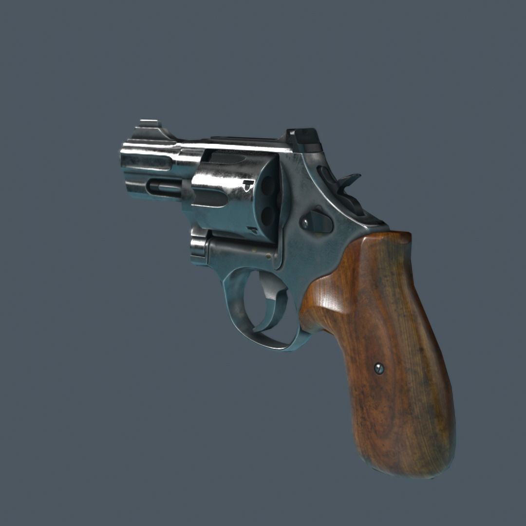 Revolver Low-poly 3D model_13
