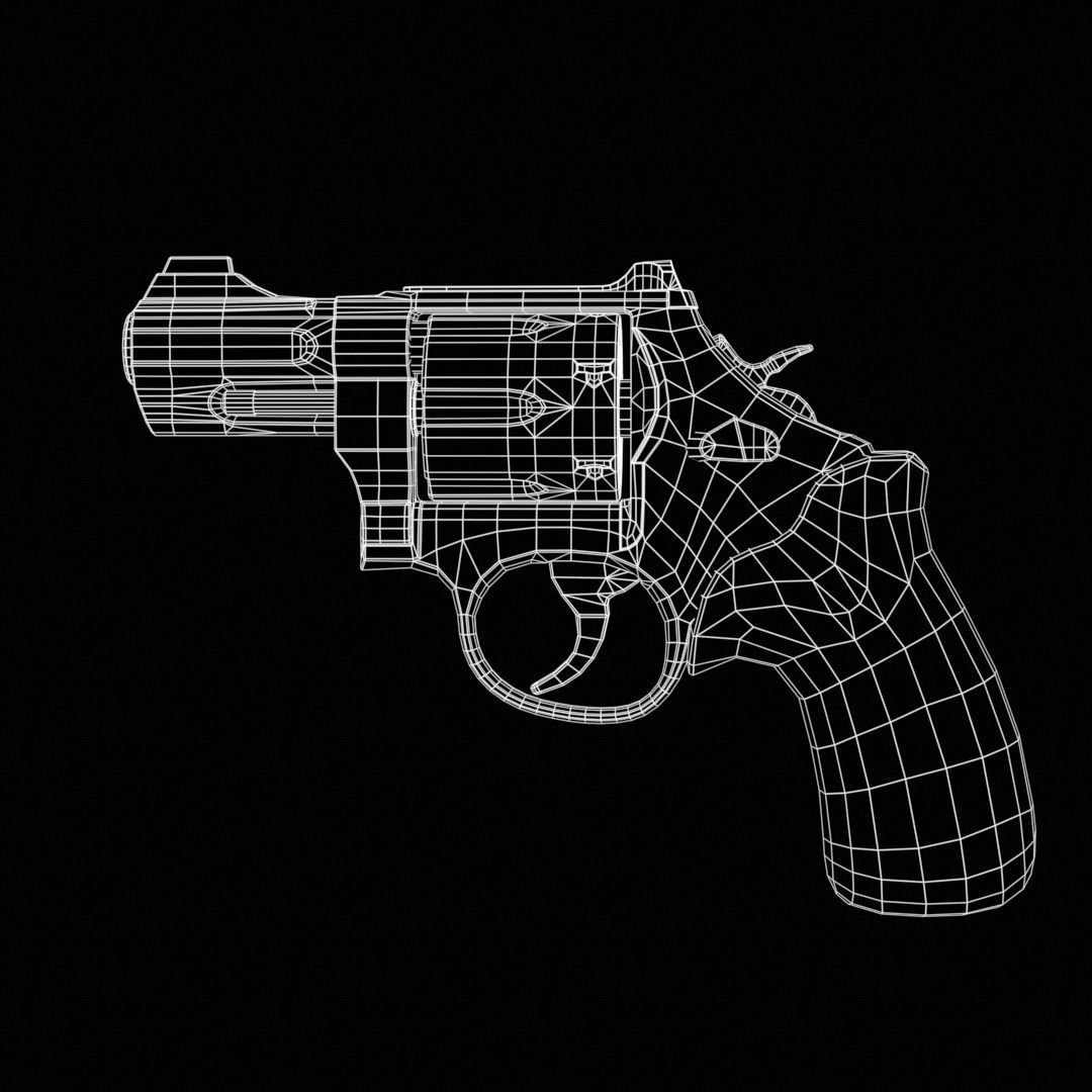 Revolver Low-poly 3D model_8