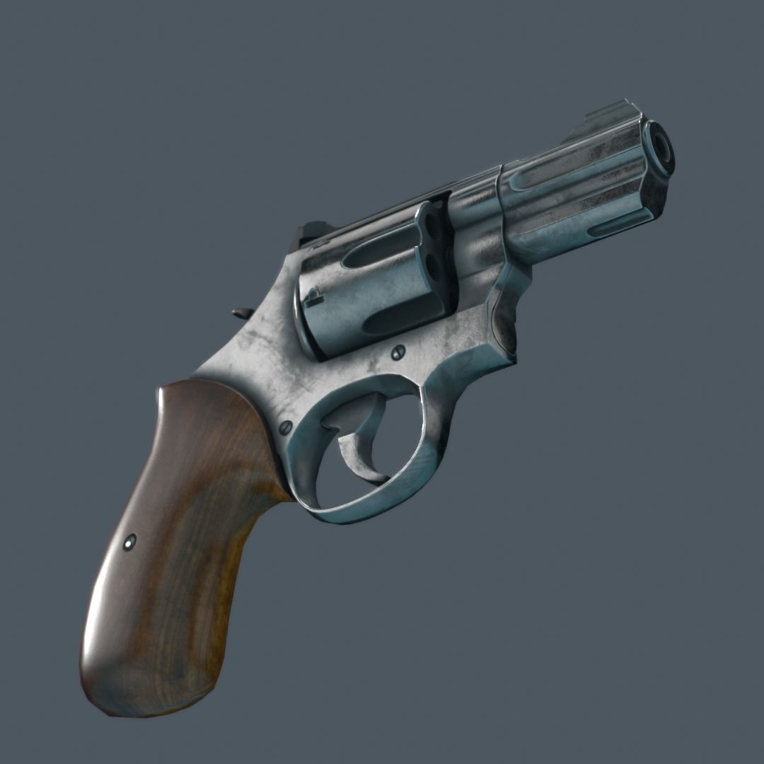 Revolver Low-poly 3D model_6