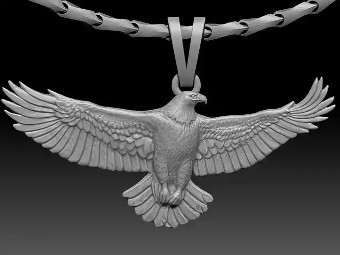 Eagle pendant Sculpture jewelry gold necklace silver