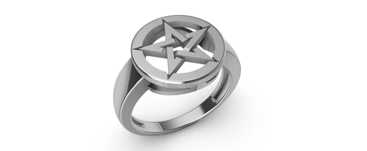 Pentagram Ring 3D print model_0