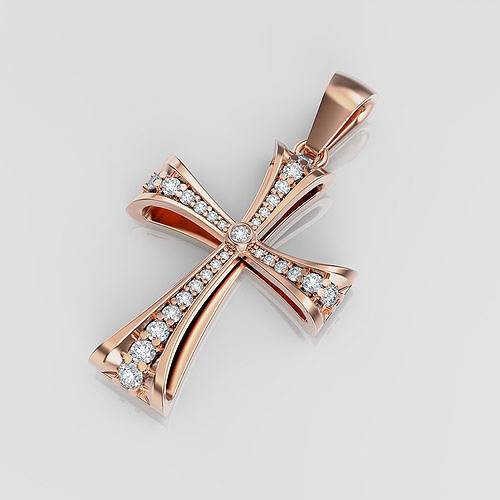 Cross sterling silver pendant with sapphires 3D print model