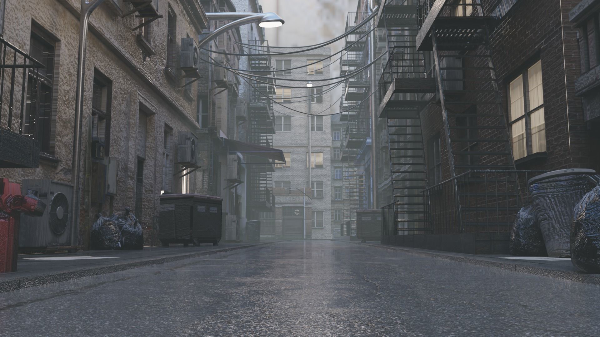 New York Alley Scene 3D model_4
