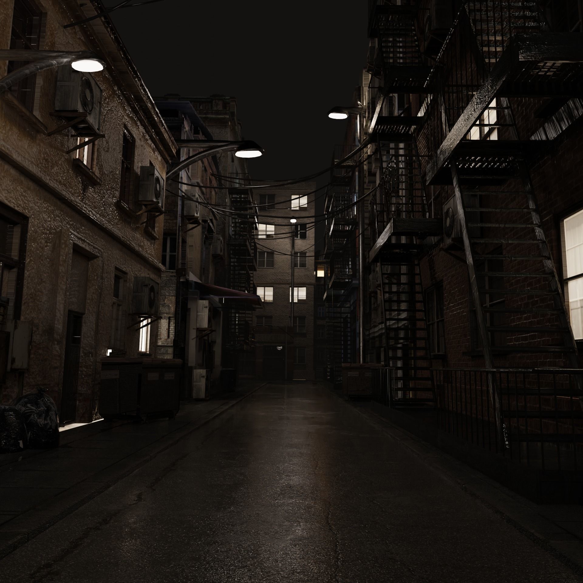 New York Alley Scene 3D model_7