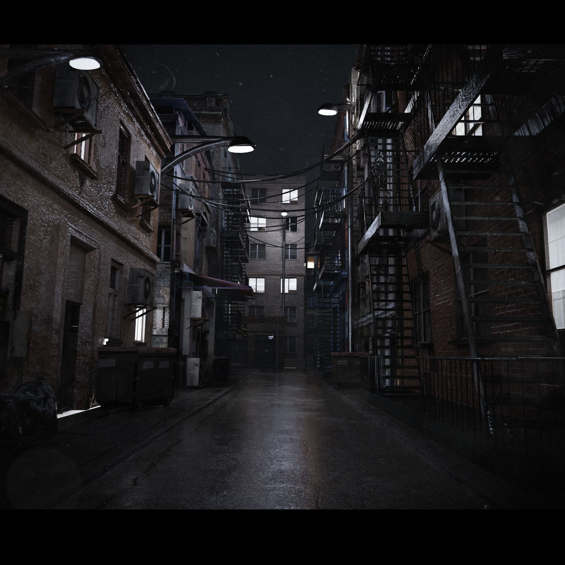 New York Alley Scene 3D model_2