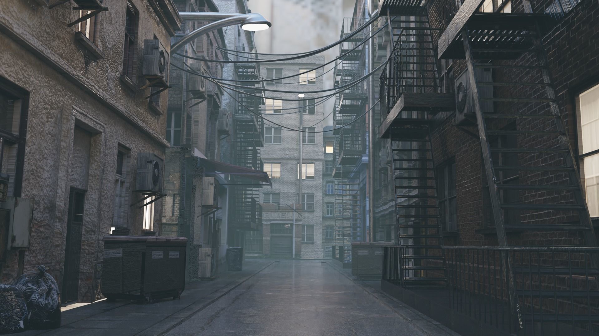 New York Alley Scene 3D model_8