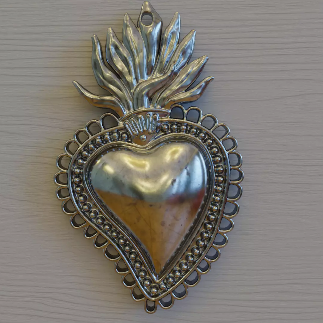 sacred heart charm 3D print model_0