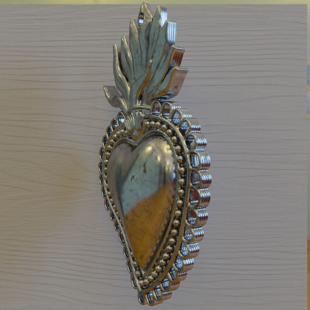 sacred heart charm 3D print model_2